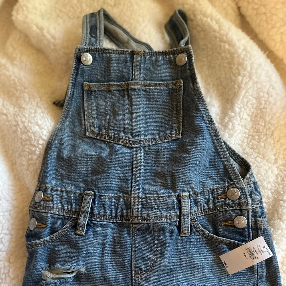 Kids Denim Overalls with Distressed Details - Picture 5 of 6